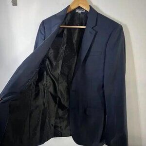 Express Navy Blue Photographer Fitted Suit Jacket Regular